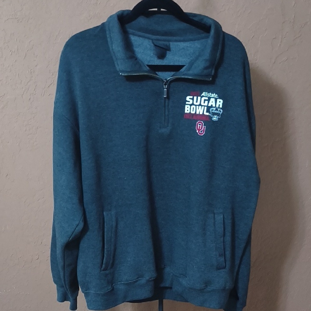 Blue 84 Men's 2017 OU Sugar Bowl Dark Gray 1/4 Zip Sweatshirt Size XL
